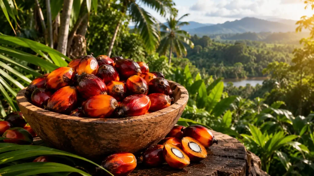 Raw American oil palm nuts from Honduras, the traditional indigenous ingredient needed when learning how to use batana oil for hair growth.