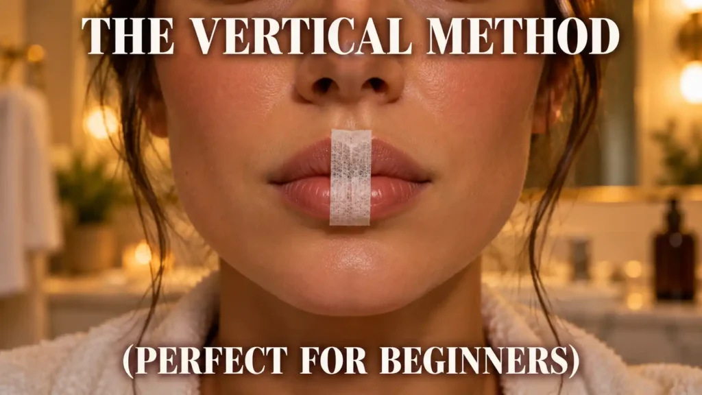 A beginner-friendly vertical application method to safely unlock the benefits of mouth taping for sleep without feeling claustrophobic.