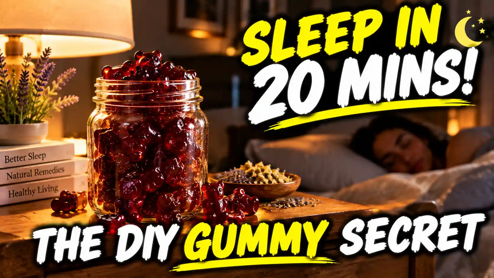 A glass jar filled with dark red tart cherry gummies, showing exactly how to make the ultimate magnesium sleep gummies recipe for deep, uninterrupted rest.