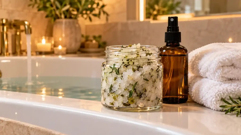 Incorporating a clarifying DIY rosemary scalp scrub for hair growth into a luxurious weekly wash day routine to unblock follicles.