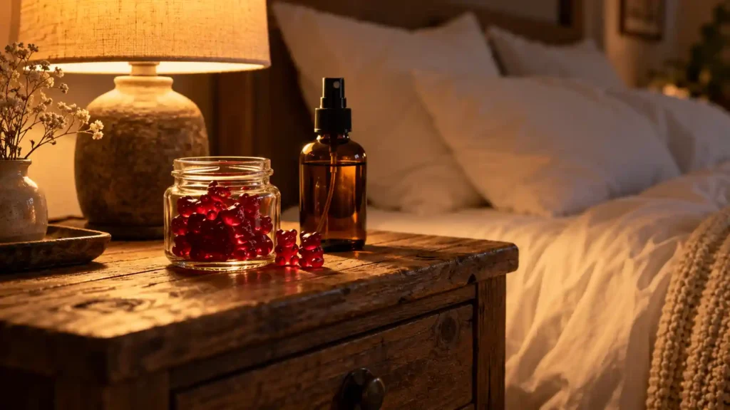Habit stacking a relaxing evening routine by pairing a magnesium sleep gummies recipe with a calming pillow mist for deep restorative rest.